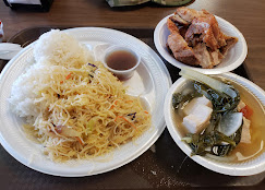 Pancit with lechon and soup